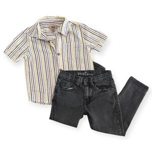 Maximus Rex Boys 4T Striped Button‎ Down Shirt Steve's Jeans 4T Outfit Set